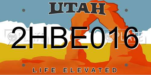 2HBE016 Utah License Plate