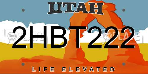 2HBT222 Utah License Plate