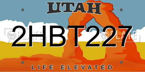 2HBT227 Utah License Plate