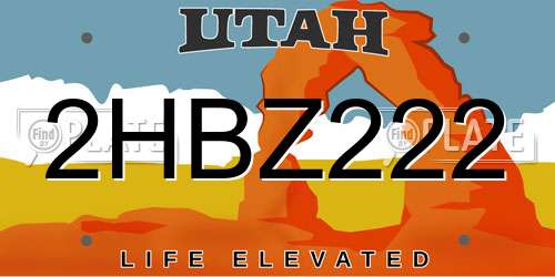 2HBZ222 Utah License Plate