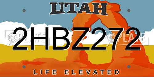 2HBZ272 Utah License Plate