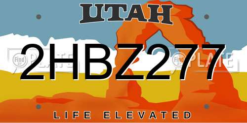 2HBZ277 Utah License Plate