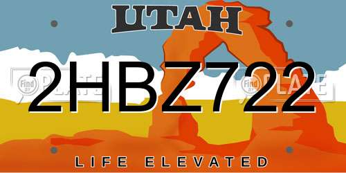 2HBZ722 Utah License Plate