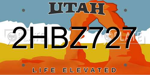 2HBZ727 Utah License Plate