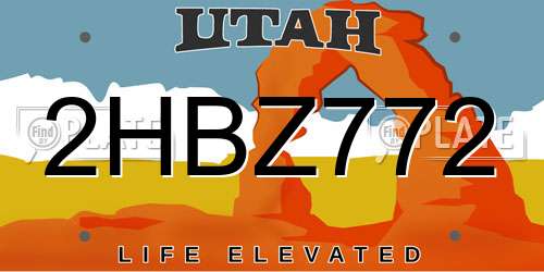2HBZ772 Utah License Plate
