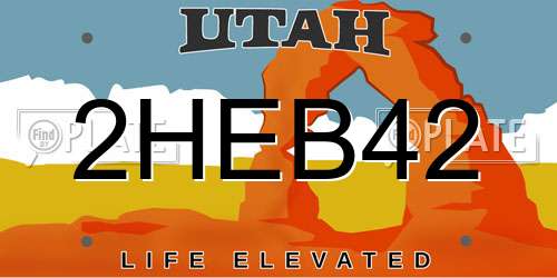 2HEB42 Utah License Plate