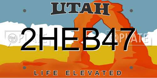 2HEB47 Utah License Plate