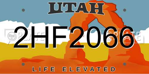 2HF2066 Utah License Plate