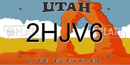 2HJV6 Utah License Plate