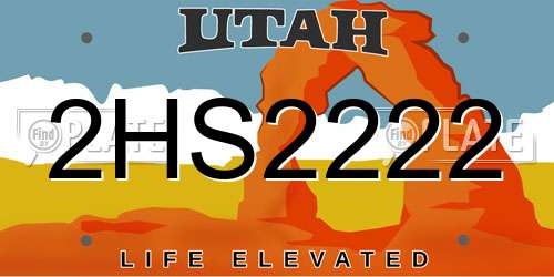 2HS2222 Utah License Plate