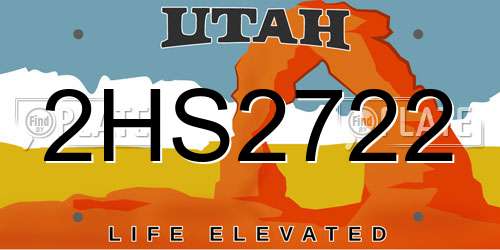 2HS2722 Utah License Plate