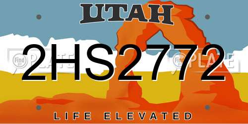 2HS2772 Utah License Plate