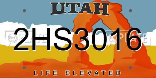 2HS3016 Utah License Plate