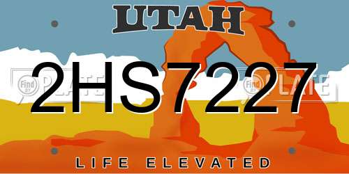 2HS7227 Utah License Plate