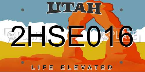 2HSE016 Utah License Plate