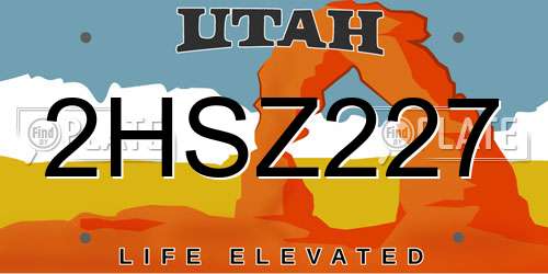 2HSZ227 Utah License Plate