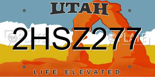 2HSZ277 Utah License Plate