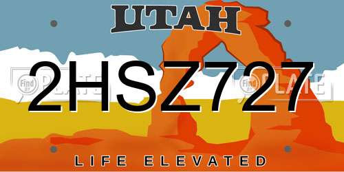 2HSZ727 Utah License Plate