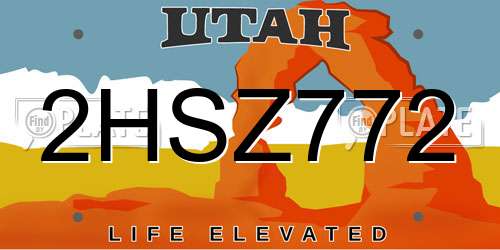 2HSZ772 Utah License Plate
