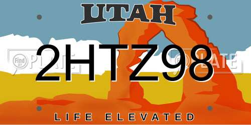 2HTZ98 Utah License Plate