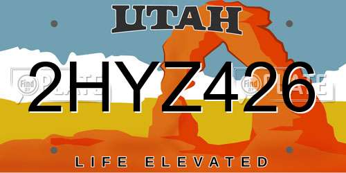 2HYZ426 Utah License Plate