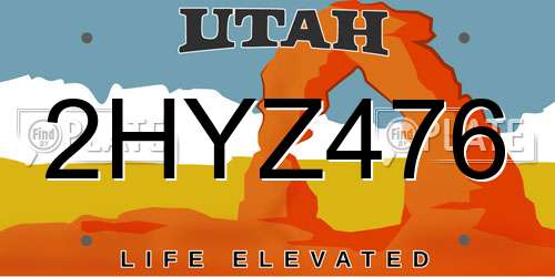 2HYZ476 Utah License Plate