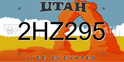 2HZ295 Utah License Plate