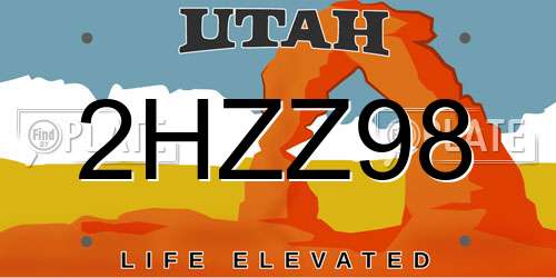 2HZZ98 Utah License Plate