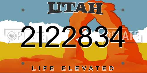 2I22834 Utah License Plate