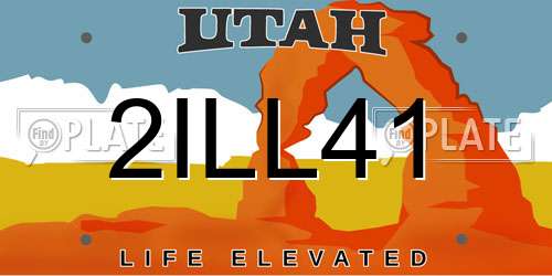 2ILL41 Utah License Plate