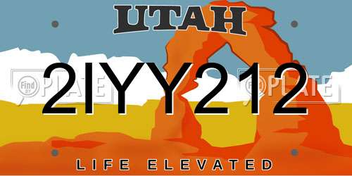 2IYY212 Utah License Plate
