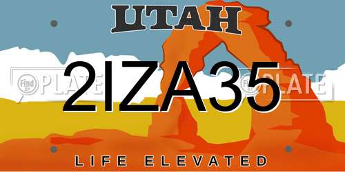 2IZA35 Utah License Plate
