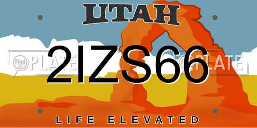 2IZS66 Utah License Plate