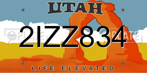 2IZZ834 Utah License Plate