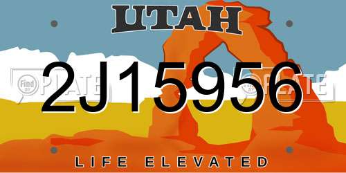 2J15956 Utah License Plate