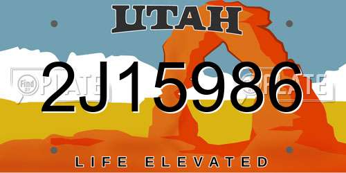 2J15986 Utah License Plate