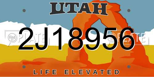 2J18956 Utah License Plate