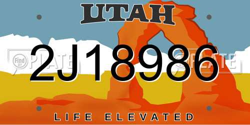 2J18986 Utah License Plate