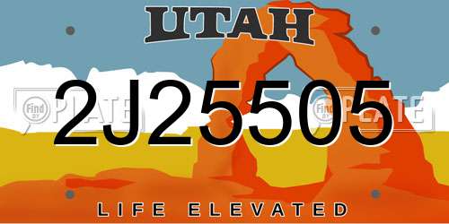 2J25505 Utah License Plate