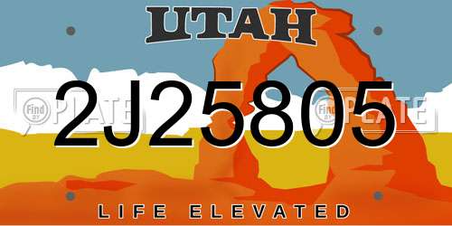 2J25805 Utah License Plate
