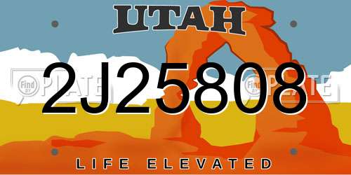 2J25808 Utah License Plate