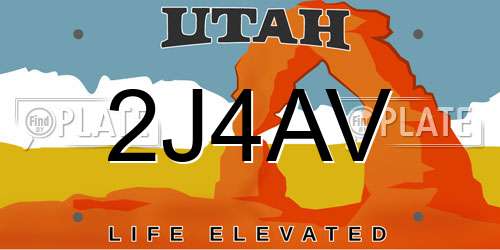 2J4AV Utah License Plate