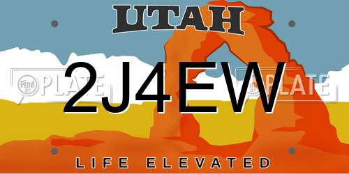 2J4EW Utah License Plate