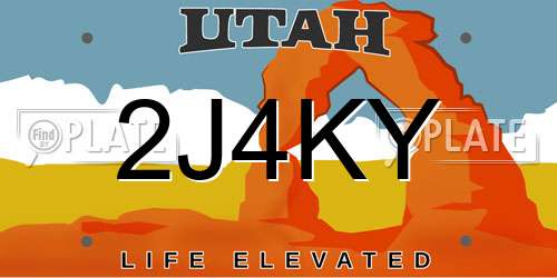2J4KY Utah License Plate
