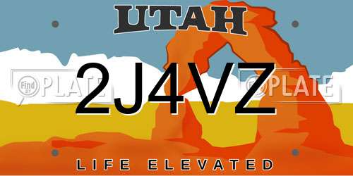 2J4VZ Utah License Plate