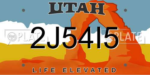 2J54I5 Utah License Plate