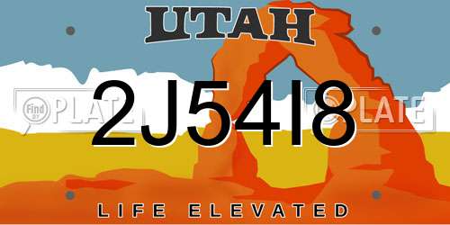 2J54I8 Utah License Plate
