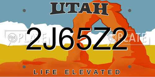 2J65Z2 Utah License Plate