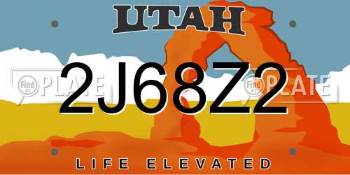 2J68Z2 Utah License Plate