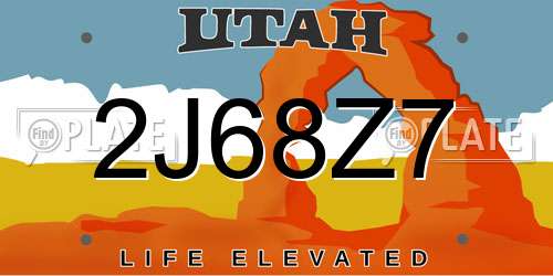 2J68Z7 Utah License Plate